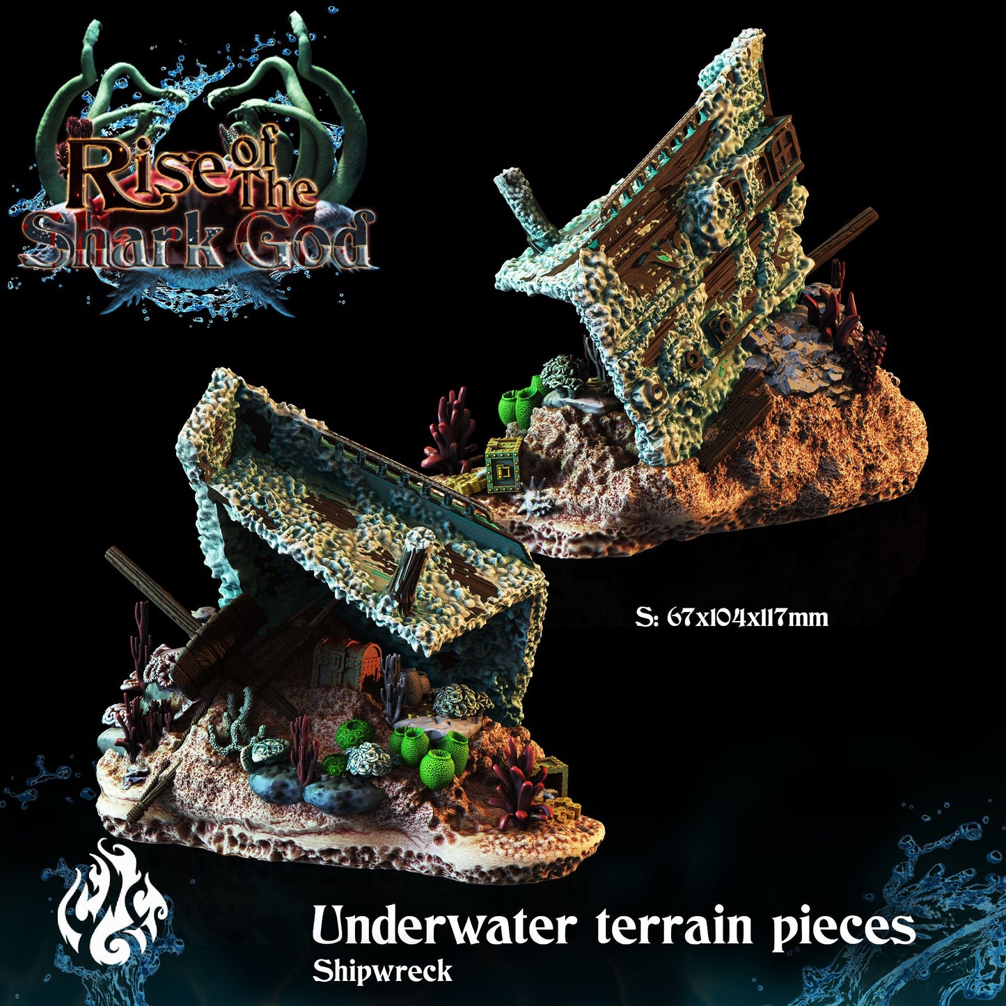 Under Water Terrain Pieces from "Rise of the Shark God" by Crippled God Foundry Miniatures