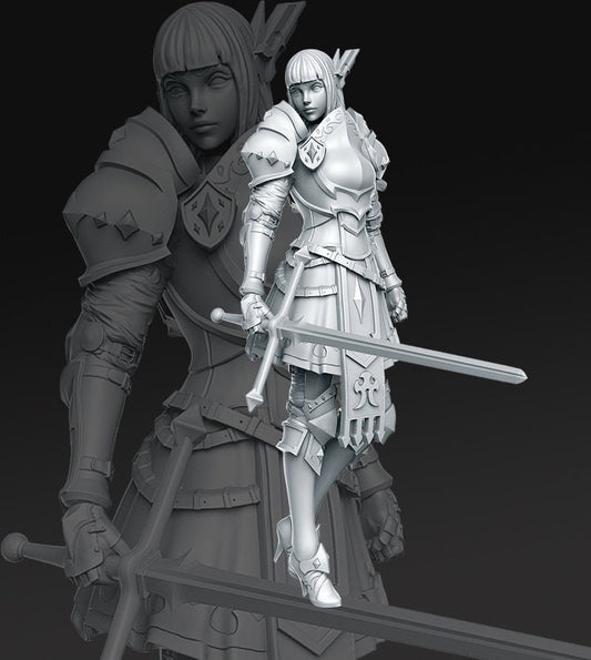 Dungeon Pinups Crystal Female Knight 75mm Miniature by RN Estudio