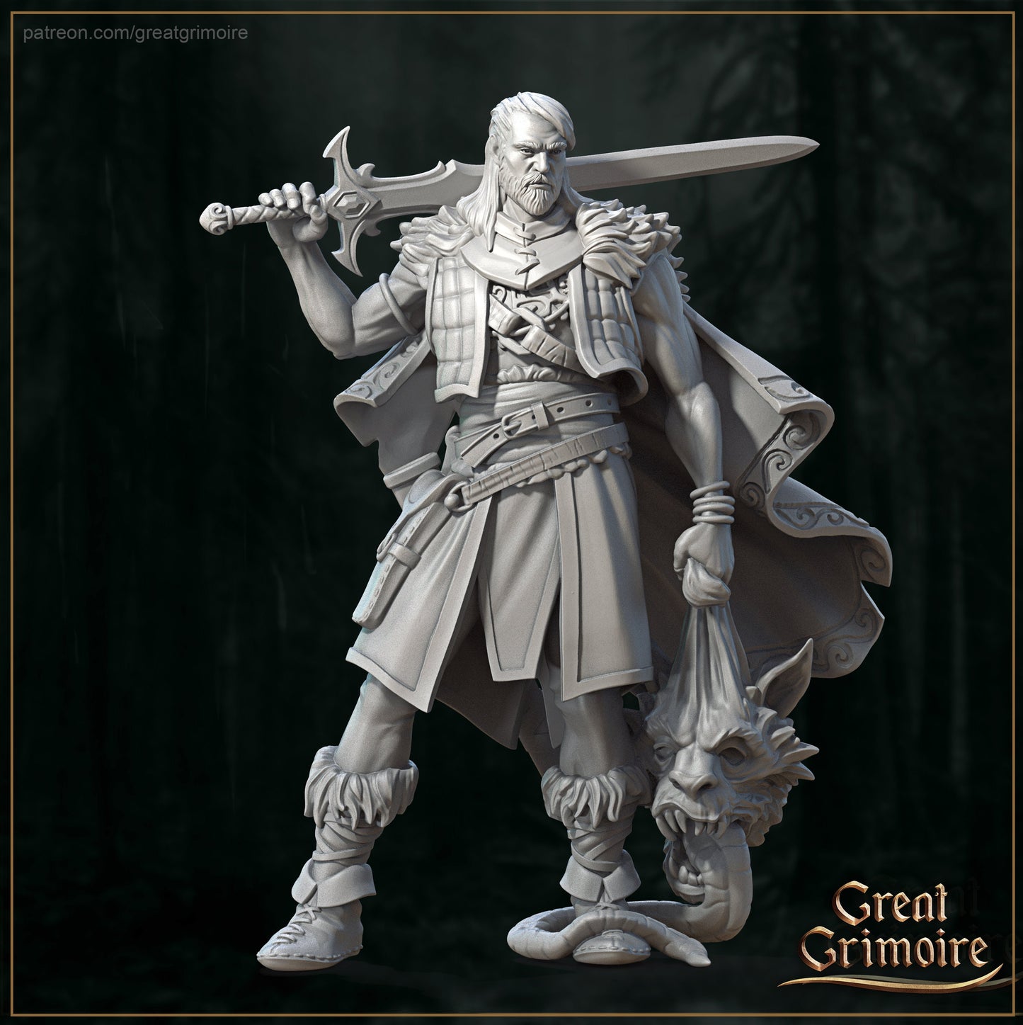 Monster Hunter from "Bane of the Shrouded Woods" by Great Grimoire Miniatures