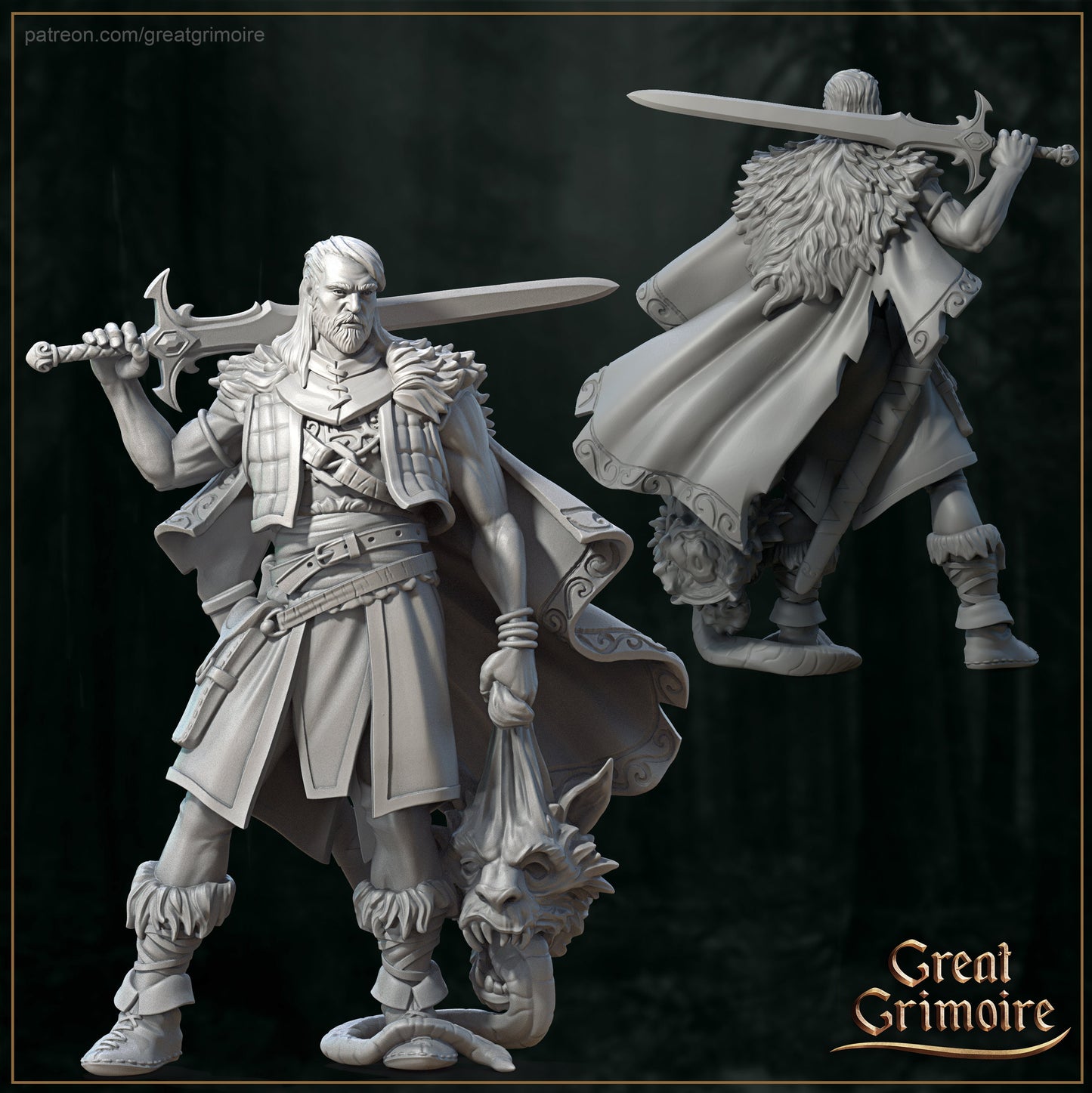 Monster Hunter from "Bane of the Shrouded Woods" by Great Grimoire Miniatures