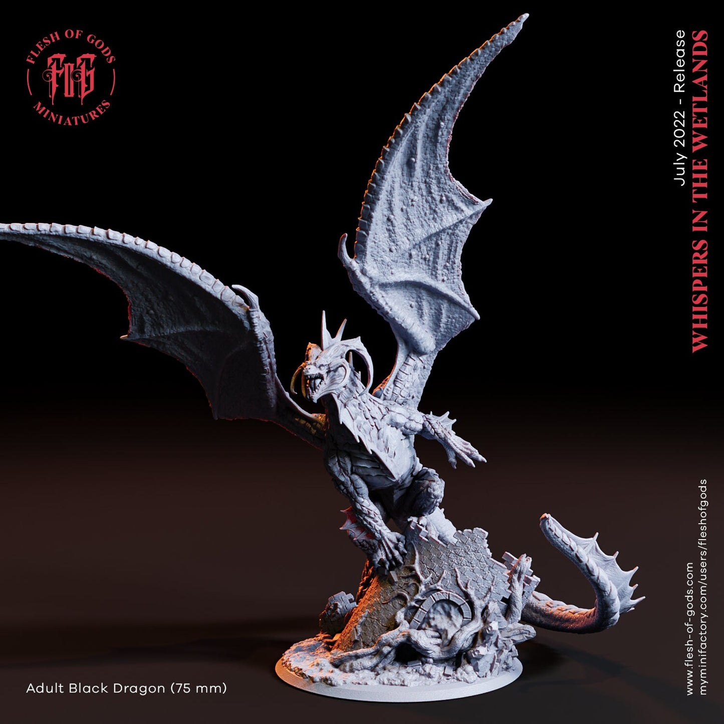 Adult Black Dragon from "Whisper from the Wetlands" by Flesh of Gods Miniatures