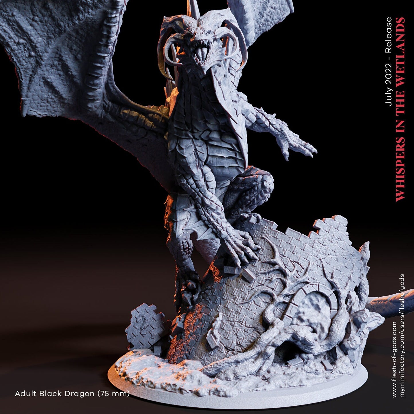 Adult Black Dragon from "Whisper from the Wetlands" by Flesh of Gods Miniatures