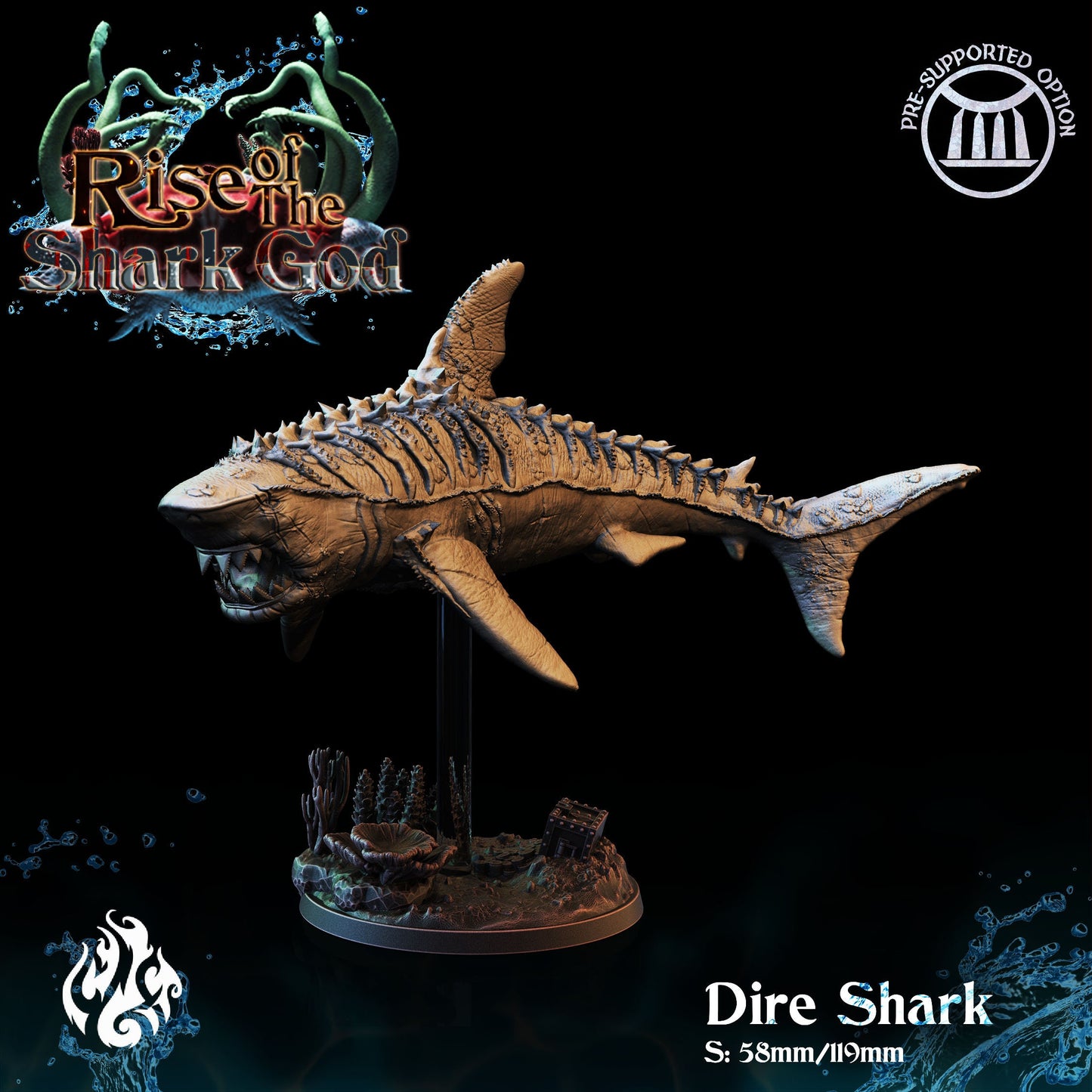 Dire Shark from "Rise of the Shark God" by Crippled God Foundry Miniatures