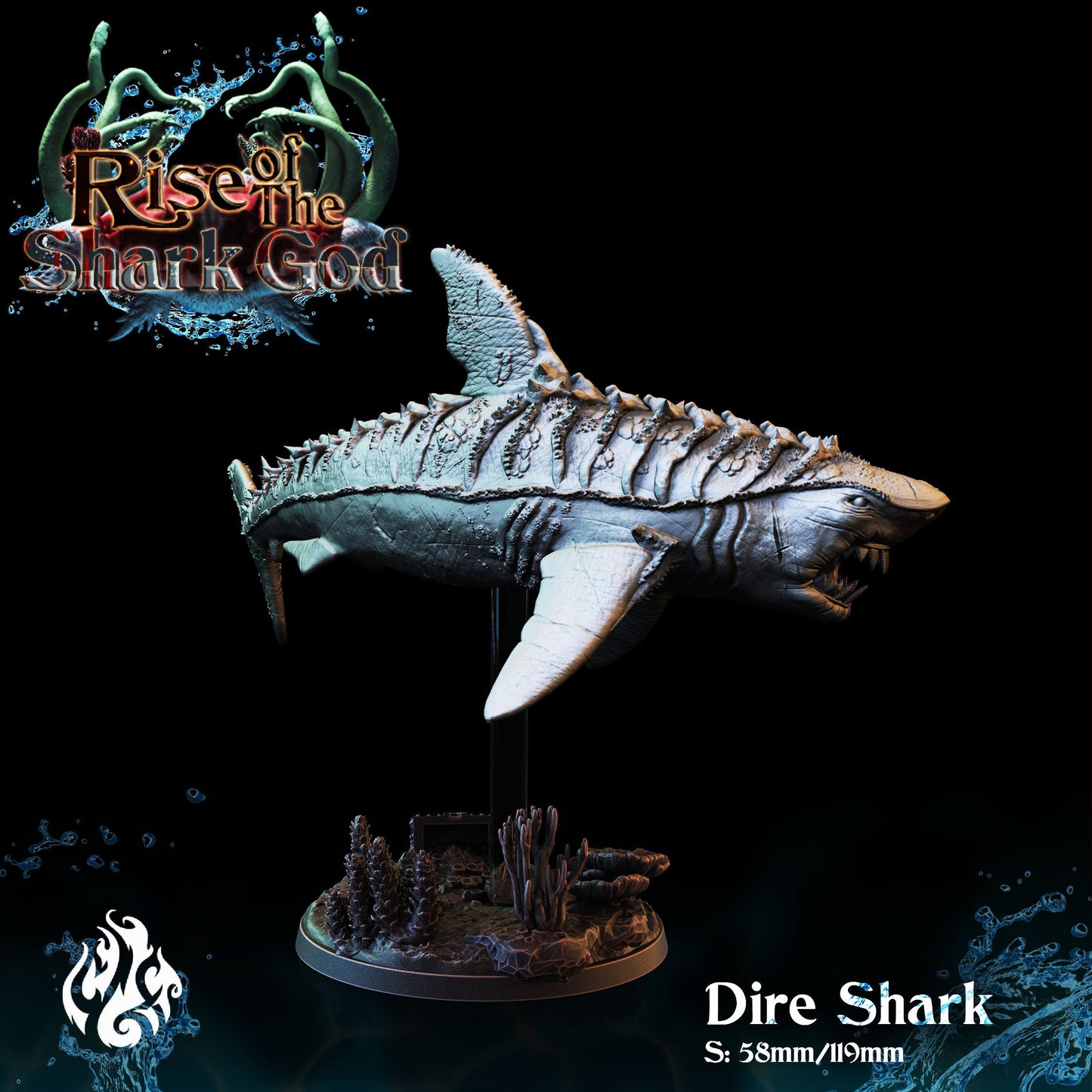 Dire Shark from "Rise of the Shark God" by Crippled God Foundry Miniatures