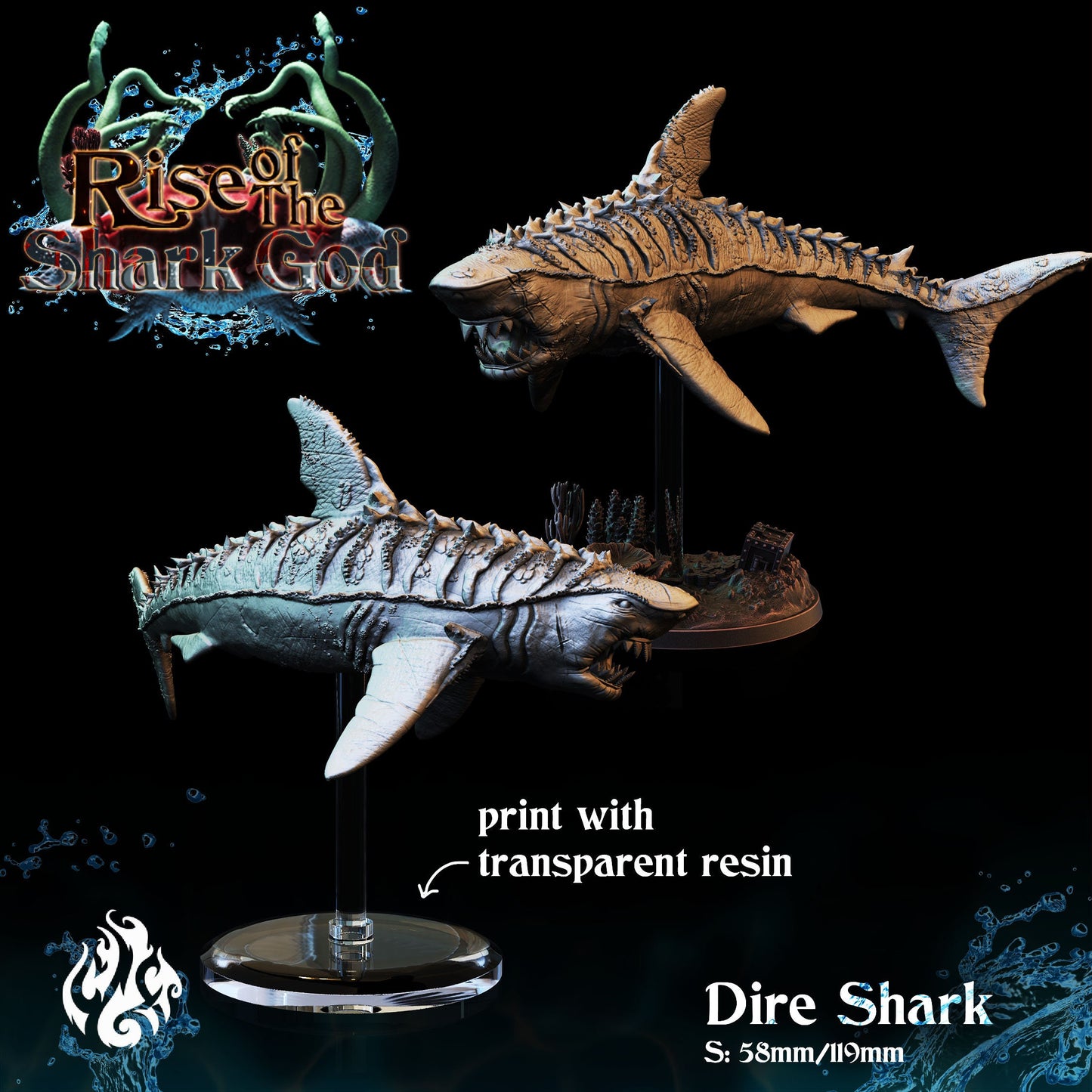 Dire Shark from "Rise of the Shark God" by Crippled God Foundry Miniatures