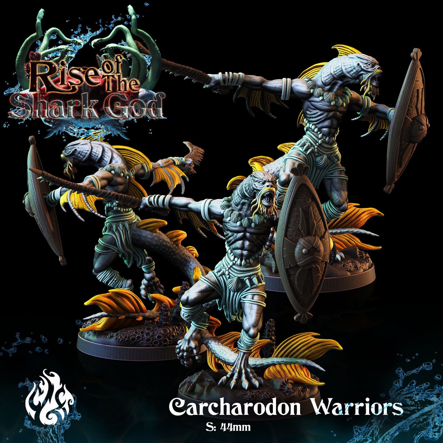 Carcharodon Warriors from "Rise of the Shark God" by Crippled God Foundry Miniatures