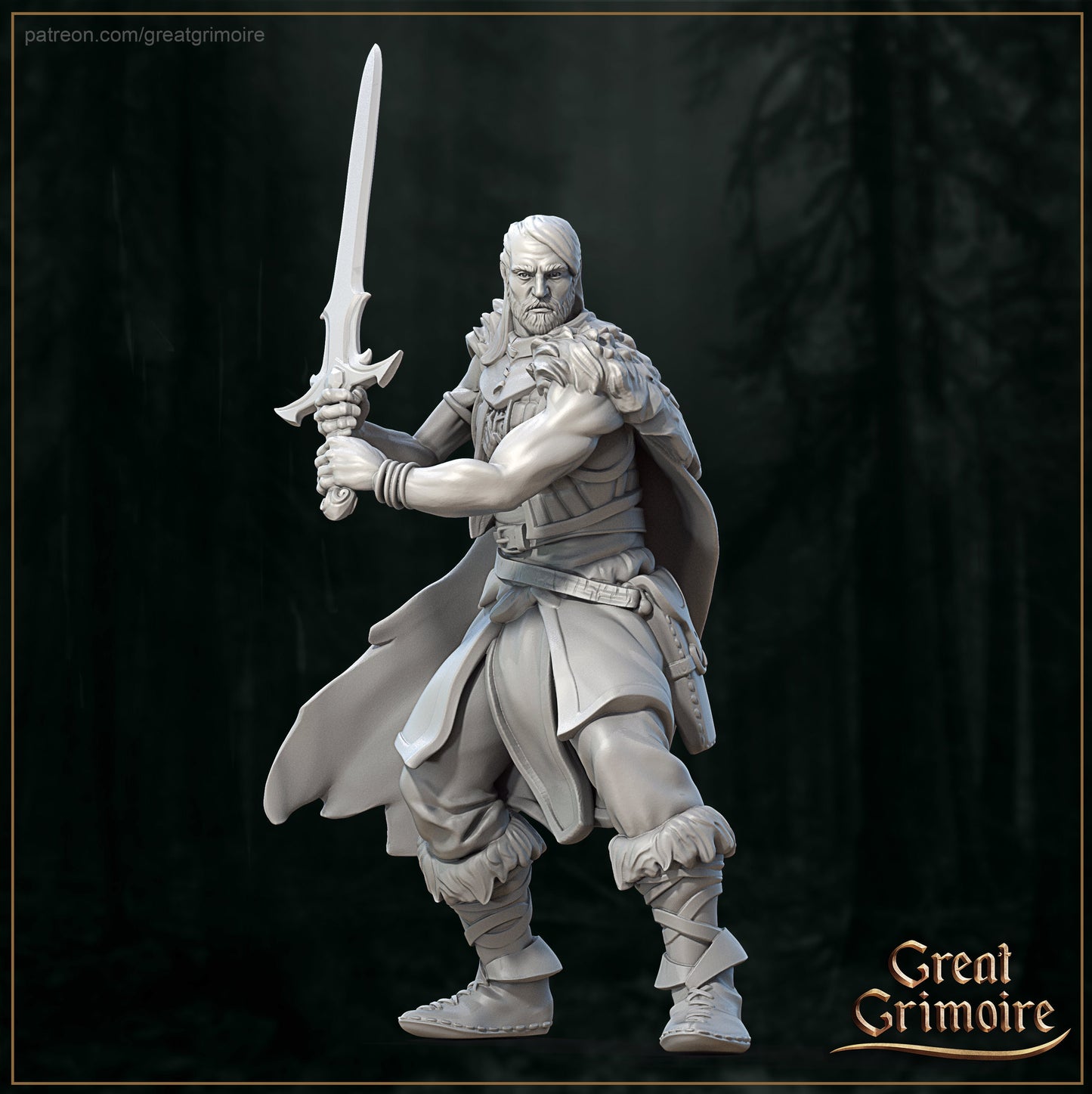 Monster Hunter from "Bane of the Shrouded Woods" by Great Grimoire Miniatures