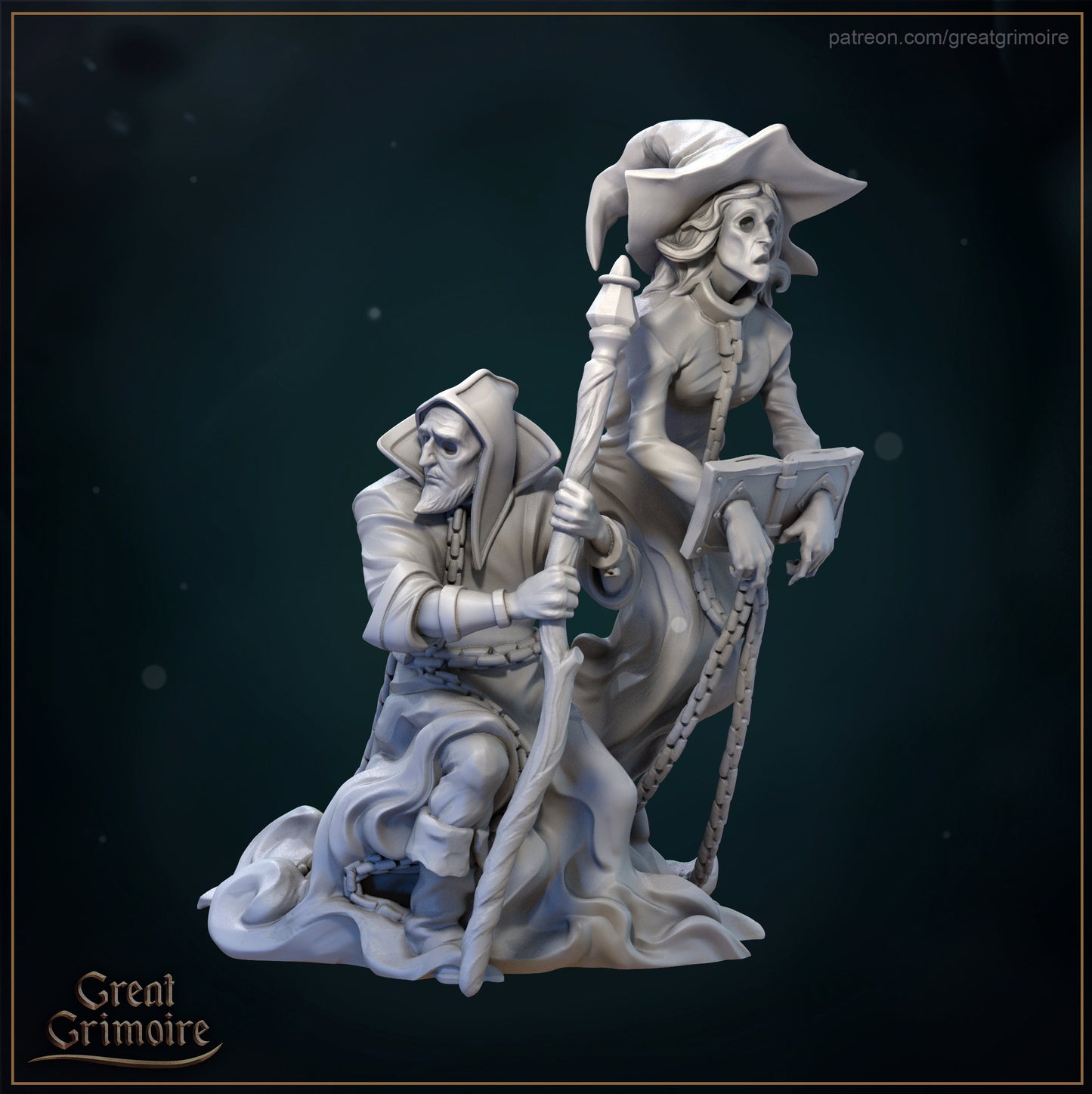 Ghost Mages from "Lodge of the Dark Arts" by Great Grimoire Miniatures