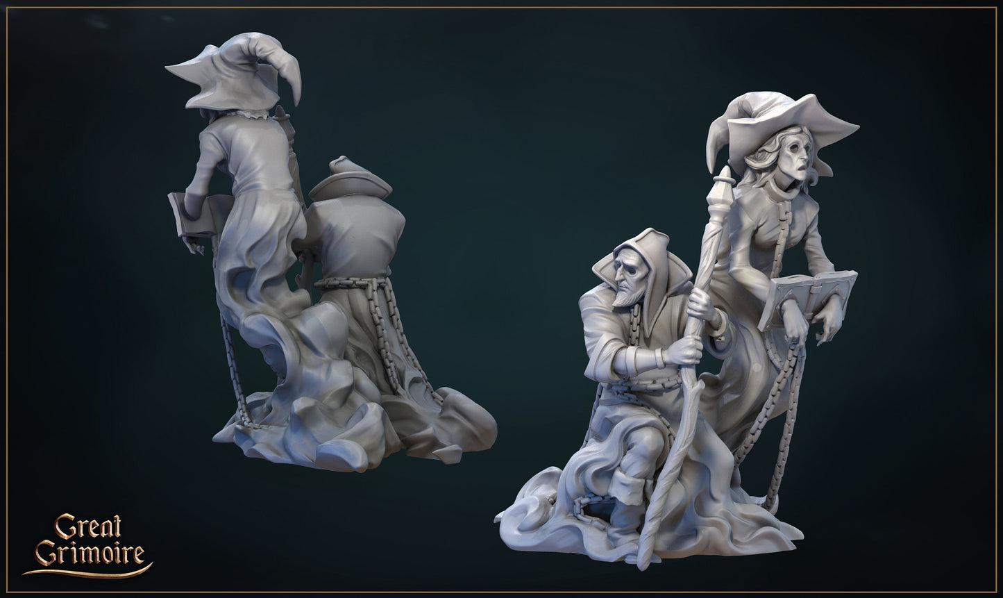 Ghost Mages from "Lodge of the Dark Arts" by Great Grimoire Miniatures