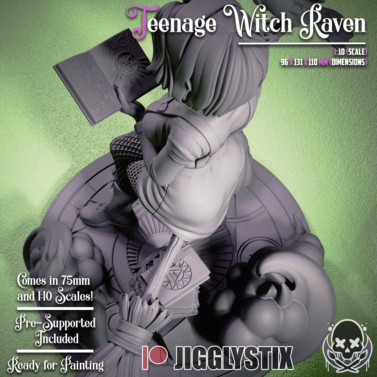 Raven Haired Witch Statue Model Kit  by Jigglystix Pin-Up Factory