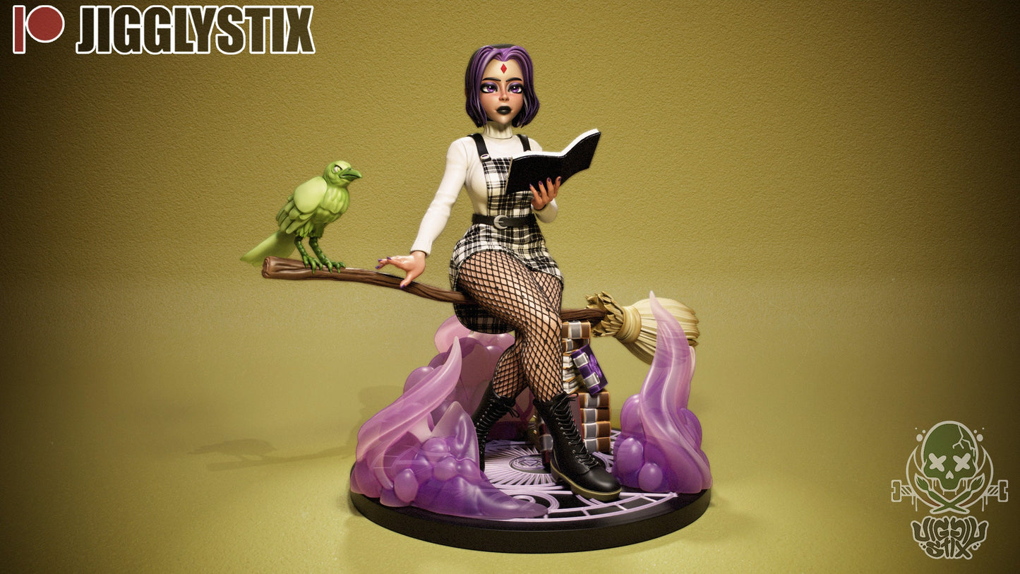 Raven Haired Witch Statue Model Kit  by Jigglystix Pin-Up Factory