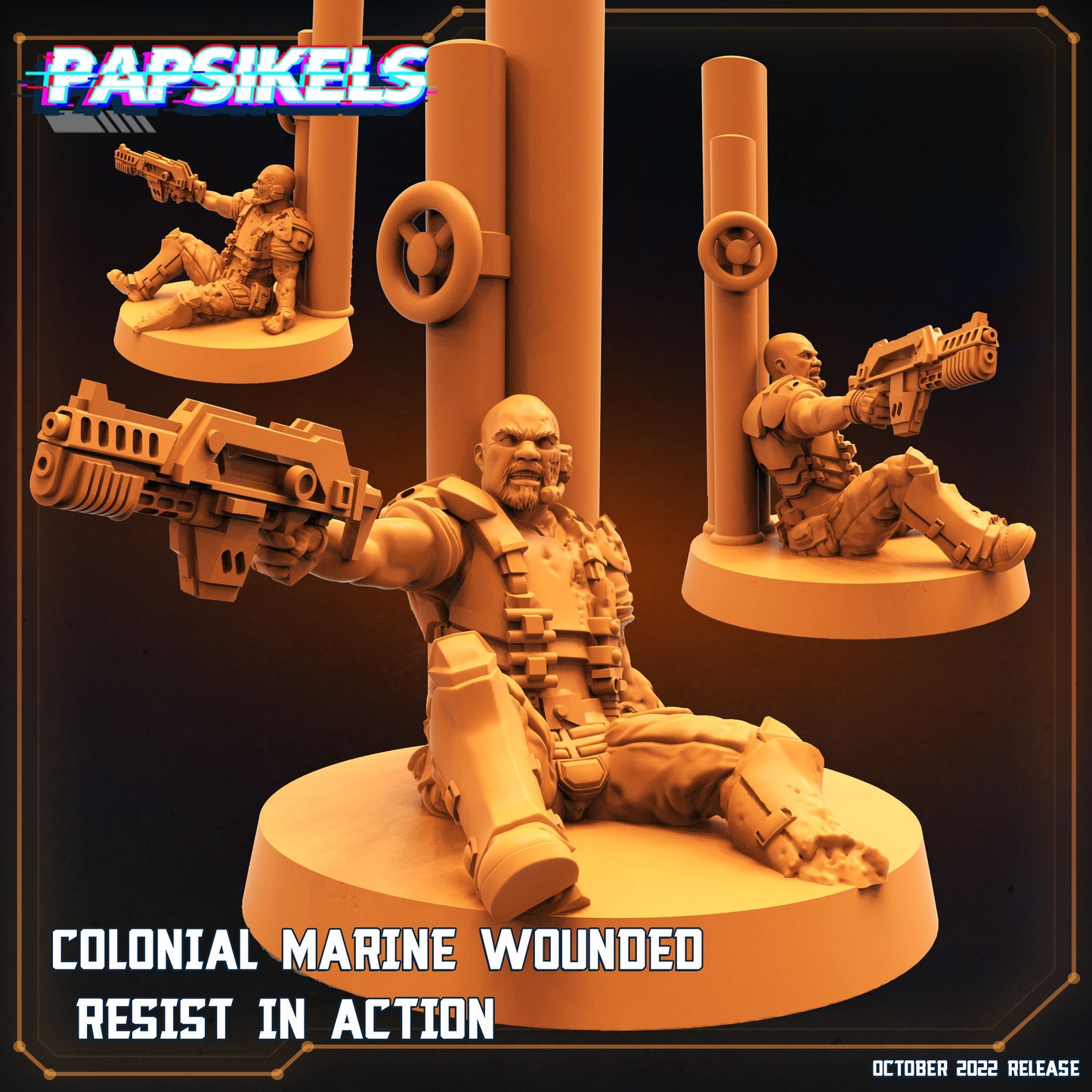 Colonial Marine Medic & Wounded by Papsikels Miniatures