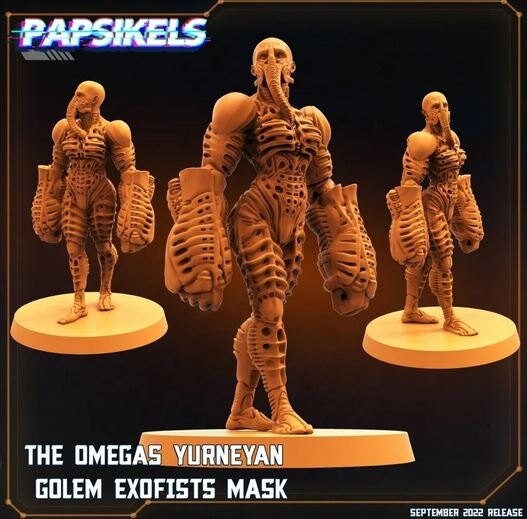 The Omegas Yurneyan Golem Exofists Mask by Papsikels Miniatures