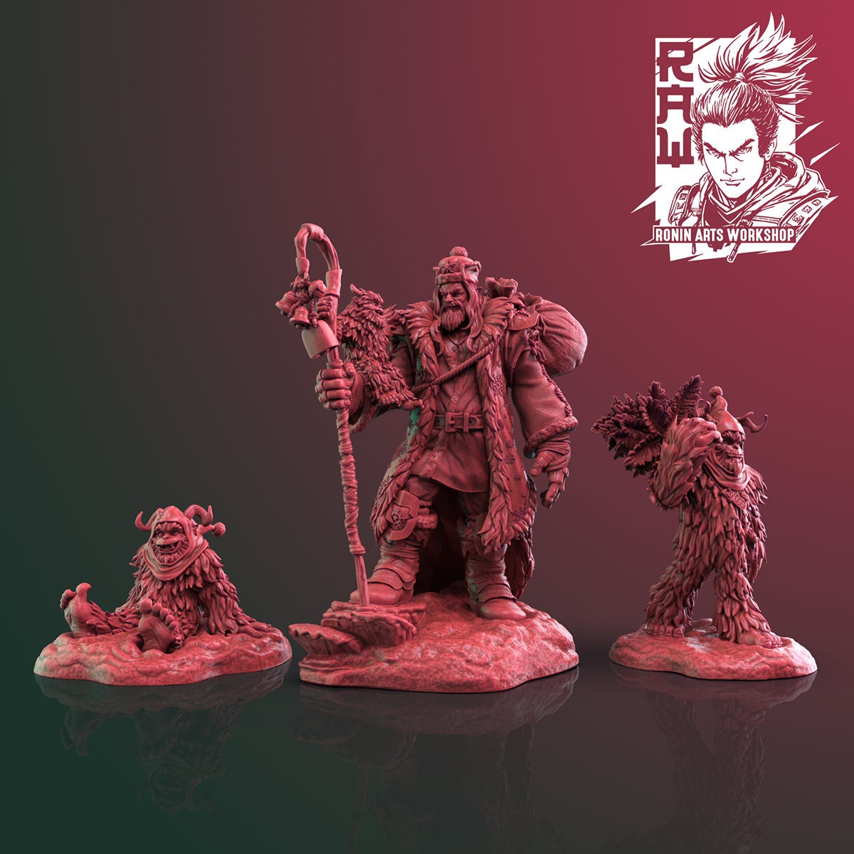 Frost Giant Moroz and Yetis by Ronin Arts Workshop Miniatures