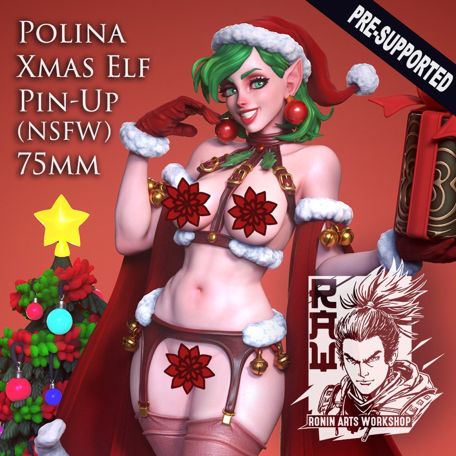 Polina Christmas Elf Pin Up Statue Model kit by Ronin Arts Workshop