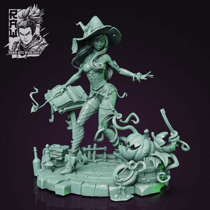 Hazel the Pumpkin Witch Statue Model Kit by Ronin Arts Workshop Miniatures