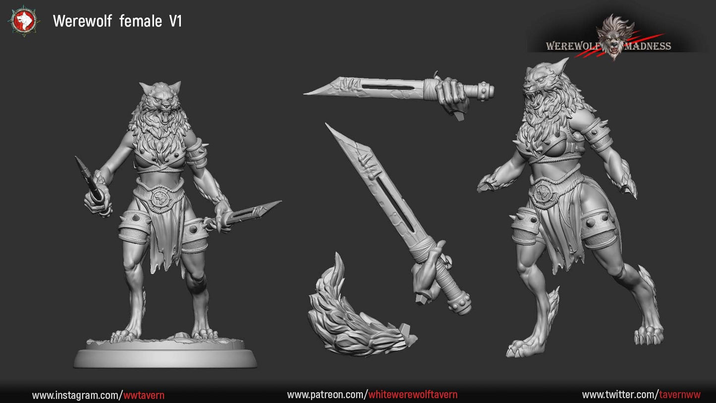 Female Werewolf Warriors from Werewolf Madness" by White Werewolf Tavern Miniatures