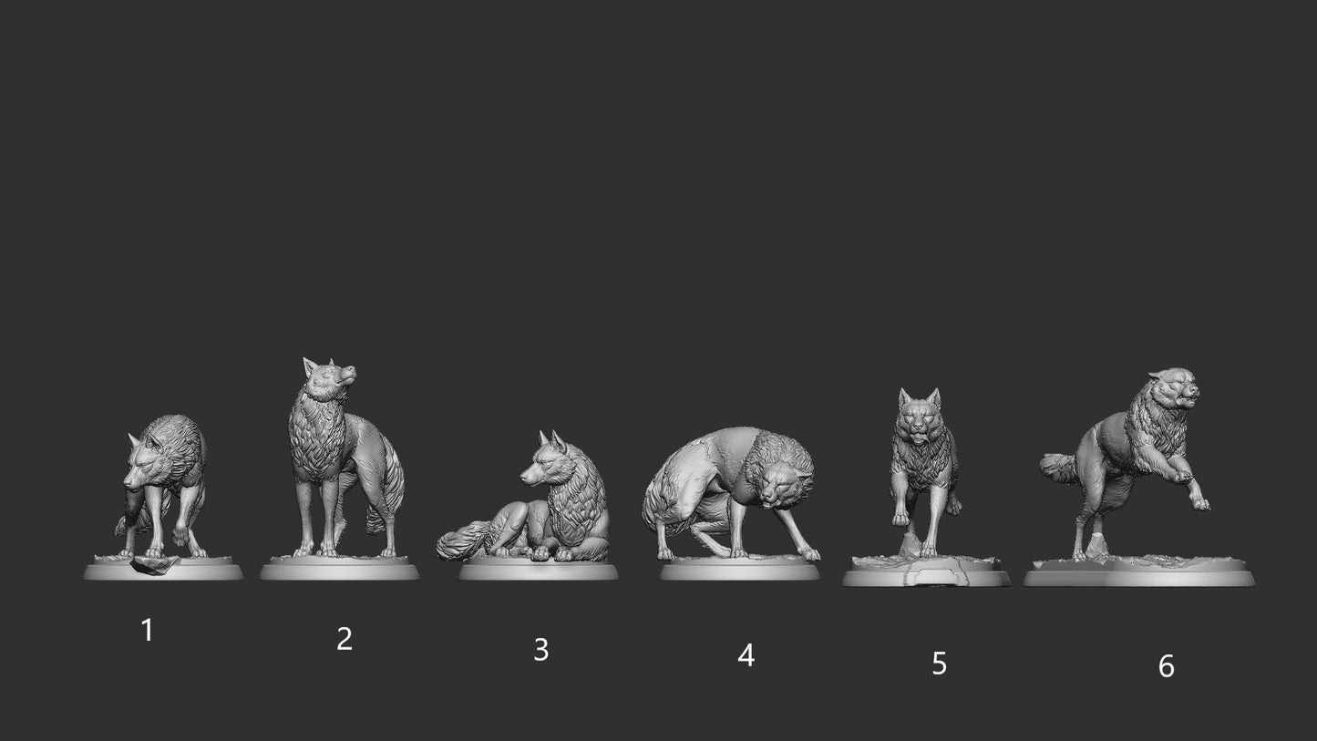 Wolves from "Werewolf Madness" by White Werewolf Tavern Miniatures