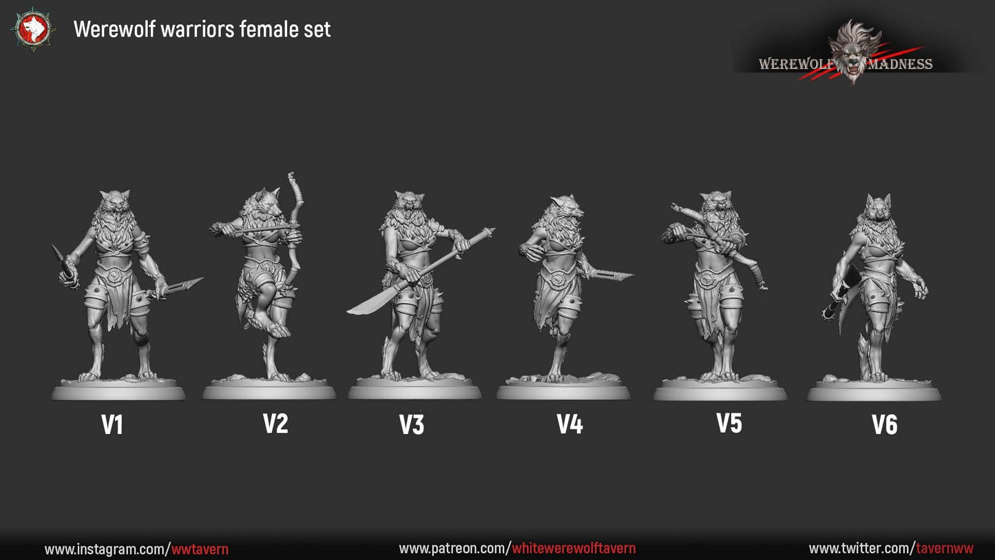 Female Werewolf Warriors from Werewolf Madness" by White Werewolf Tavern Miniatures