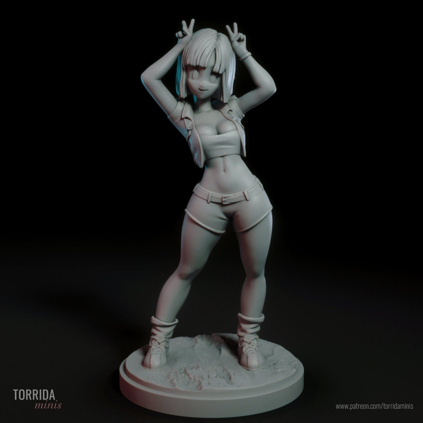 Green Haired Anime Girl Statue Model Kit by Torrida Minis