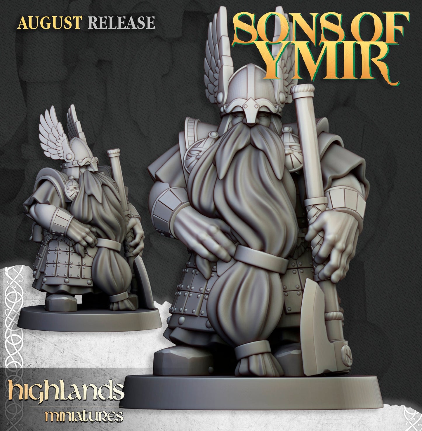 Dwarf Veterans with Two Handed Axes by highland Miniatures