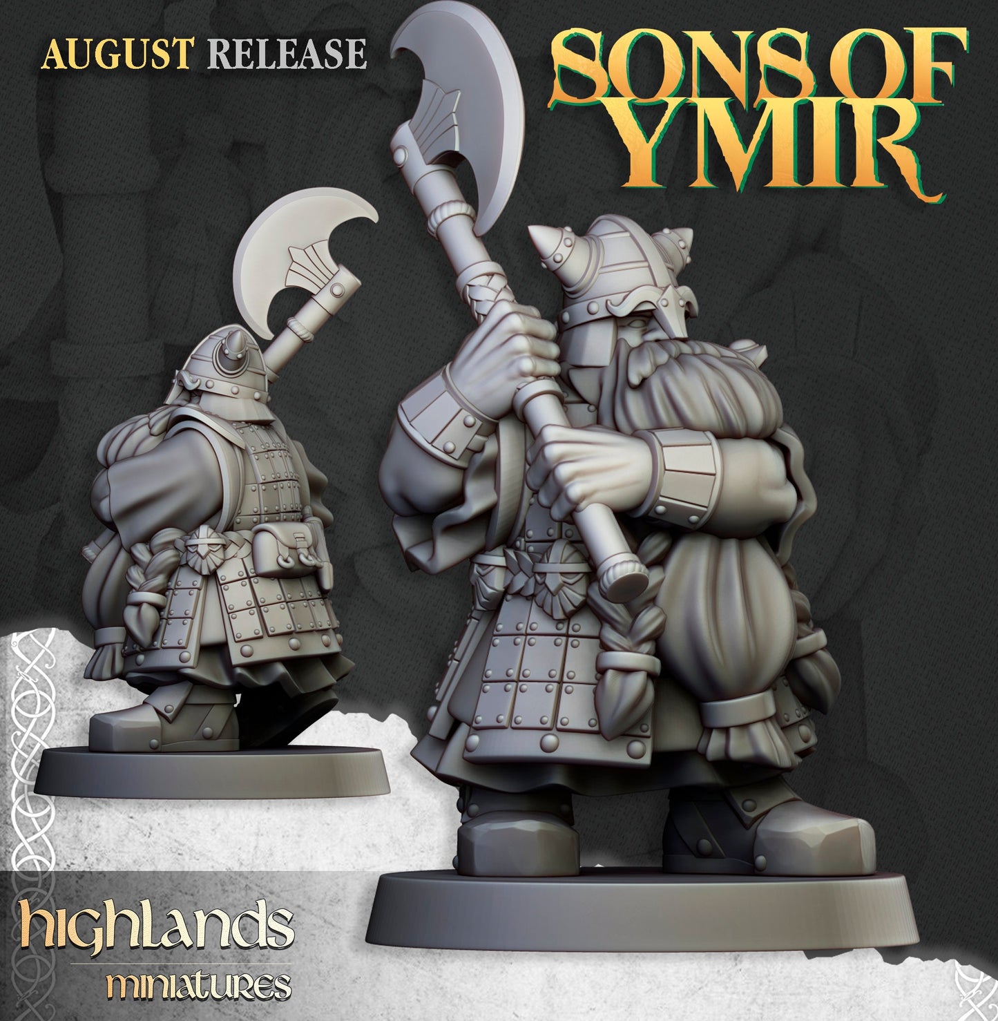 Dwarf Veterans with Two Handed Axes by highland Miniatures