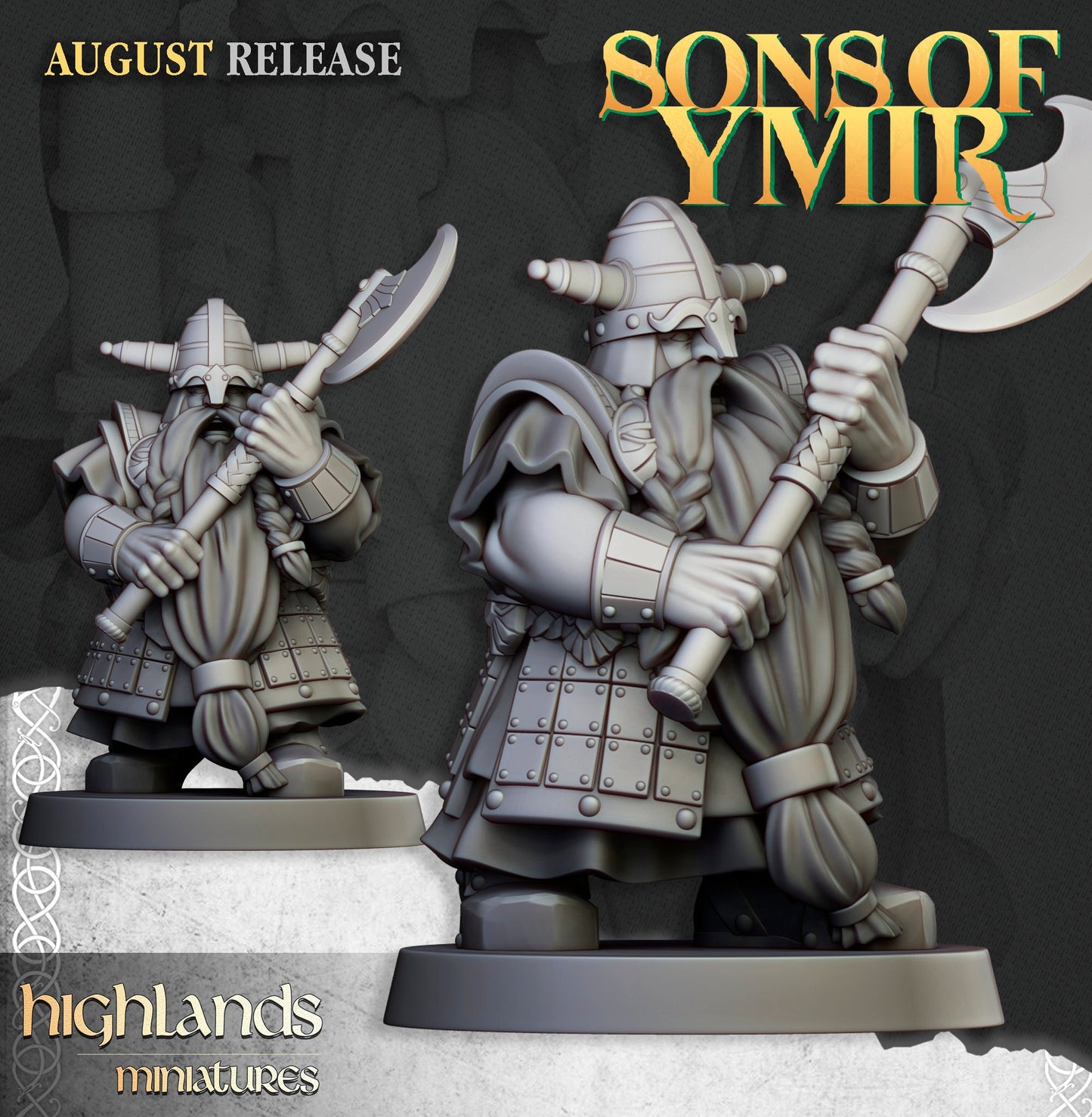 Dwarf Veterans with Two Handed Axes by highland Miniatures