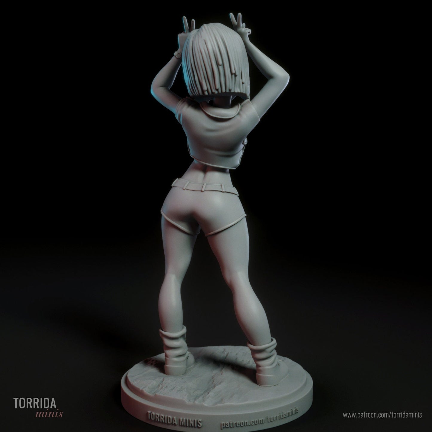 Green Haired Anime Girl Statue Model Kit by Torrida Minis