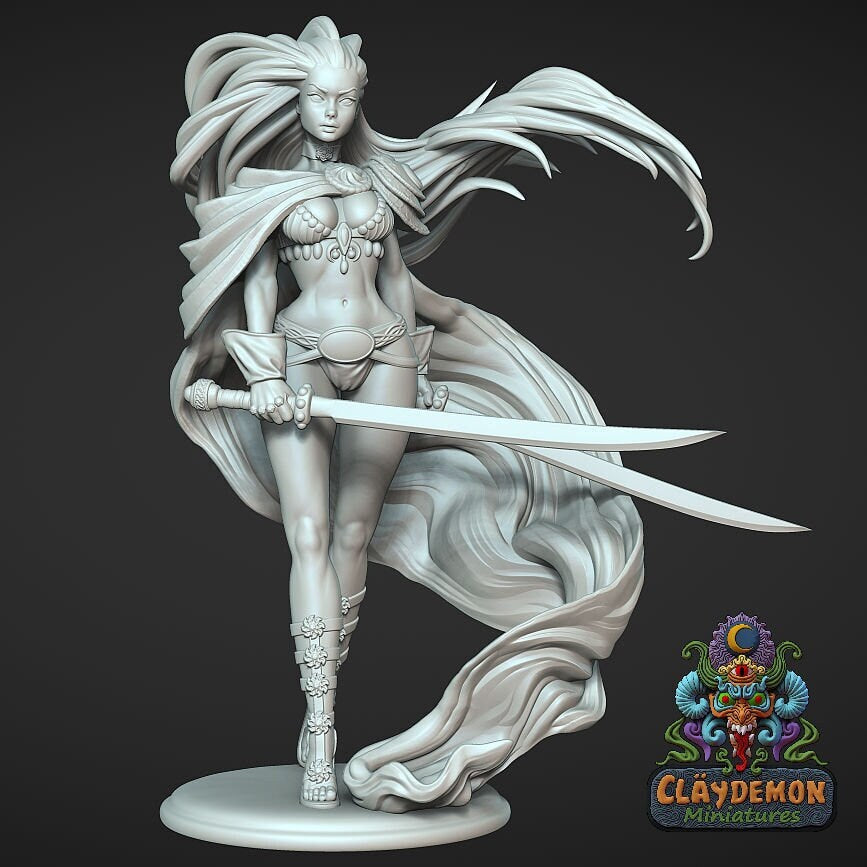 Dreaded Deanna Warrior Woman Statue Model Kit by Claydemon Miniatures