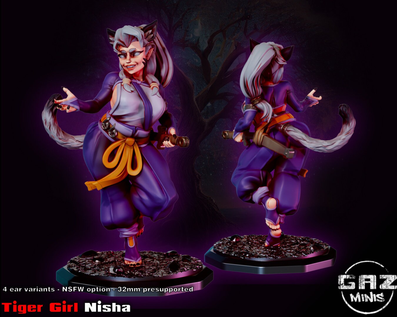 Nisha Tiger Girl by Gaz Minis Miniatures