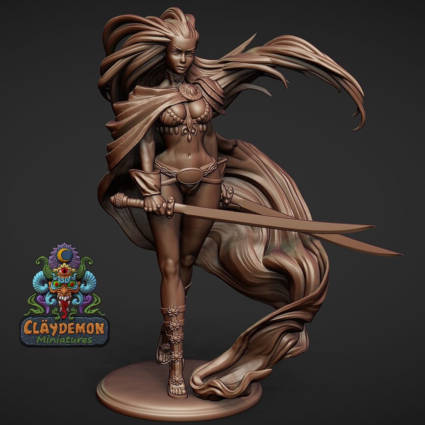 Dreaded Deanna Warrior Woman Statue Model Kit by Claydemon Miniatures