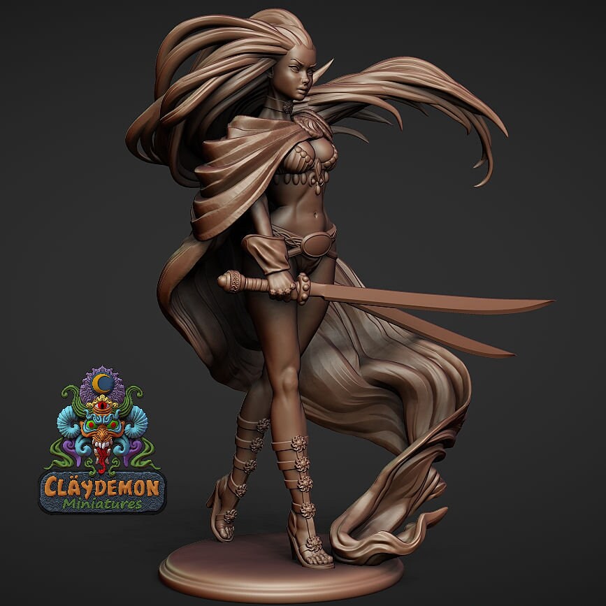 Dreaded Deanna Warrior Woman Statue Model Kit by Claydemon Miniatures