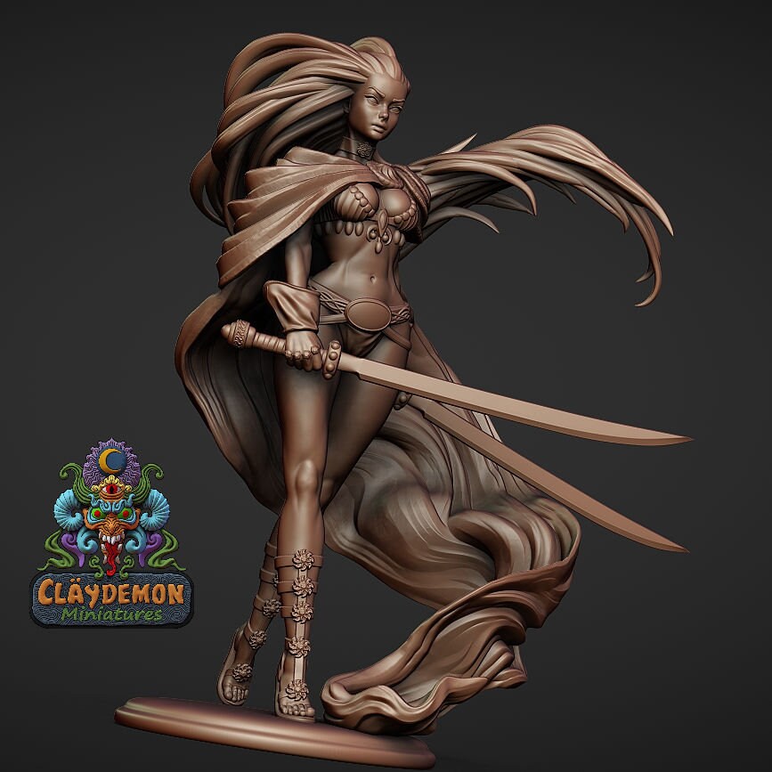 Dreaded Deanna Warrior Woman Statue Model Kit by Claydemon Miniatures