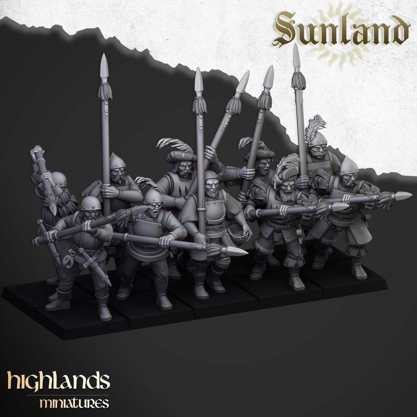 Halberds / Spearmen Unit of Sunland  by Highland Miniatures