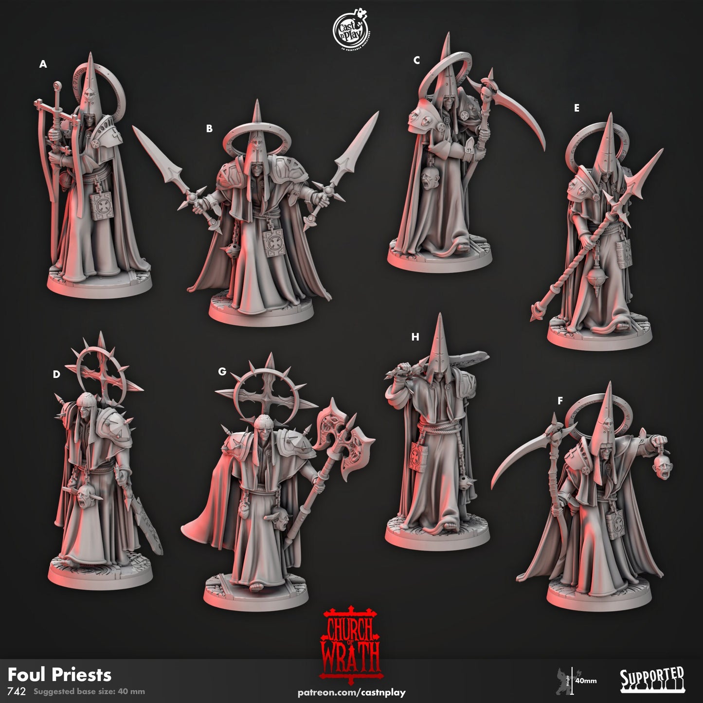 Foul Priests from "Church of Wrath" by Cast N Play Miniatures