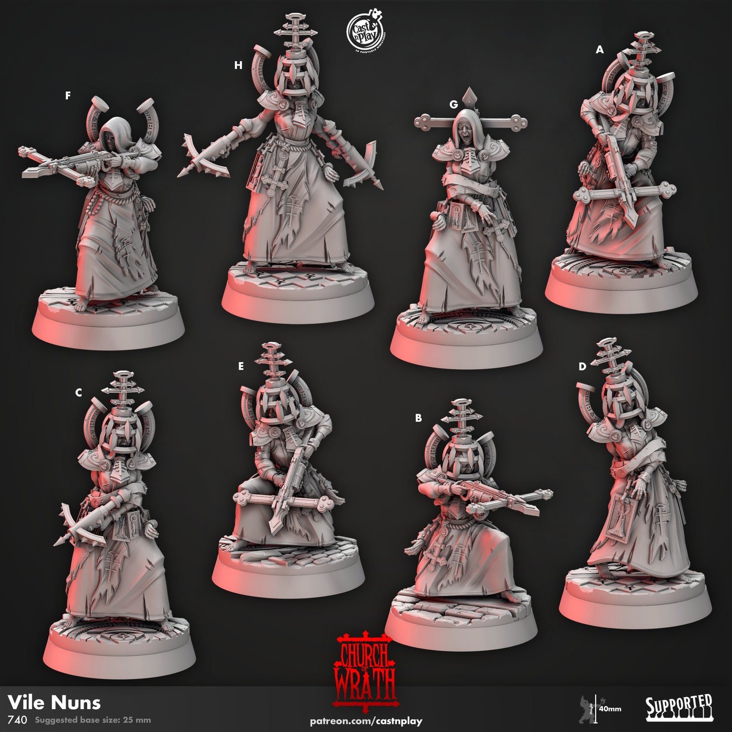 Vile Nuns from "Church of Wrath" by Cast N Play Miniatures