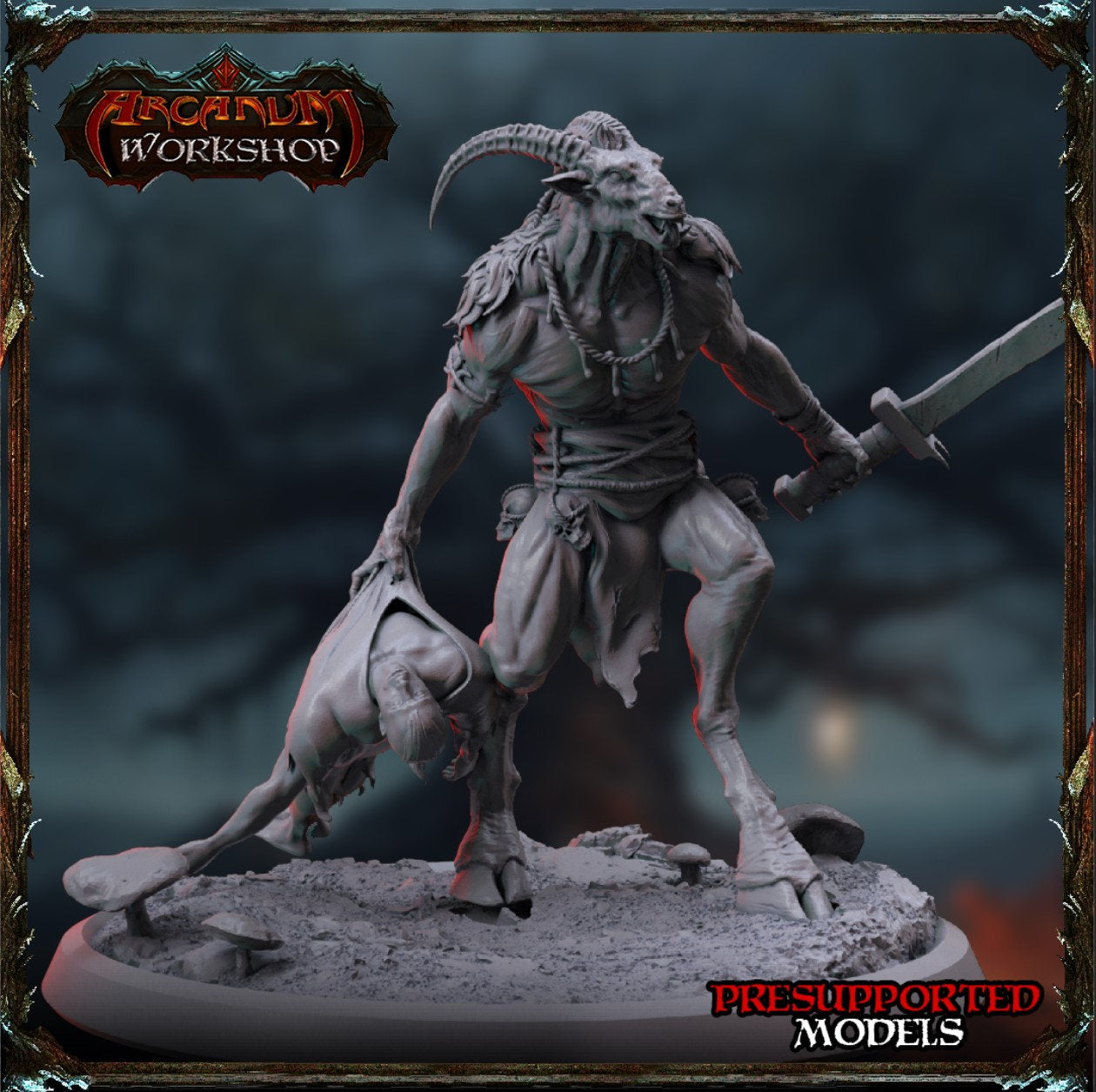 Chief Goat Man Warrior by Arcanum Workshop Miniatures