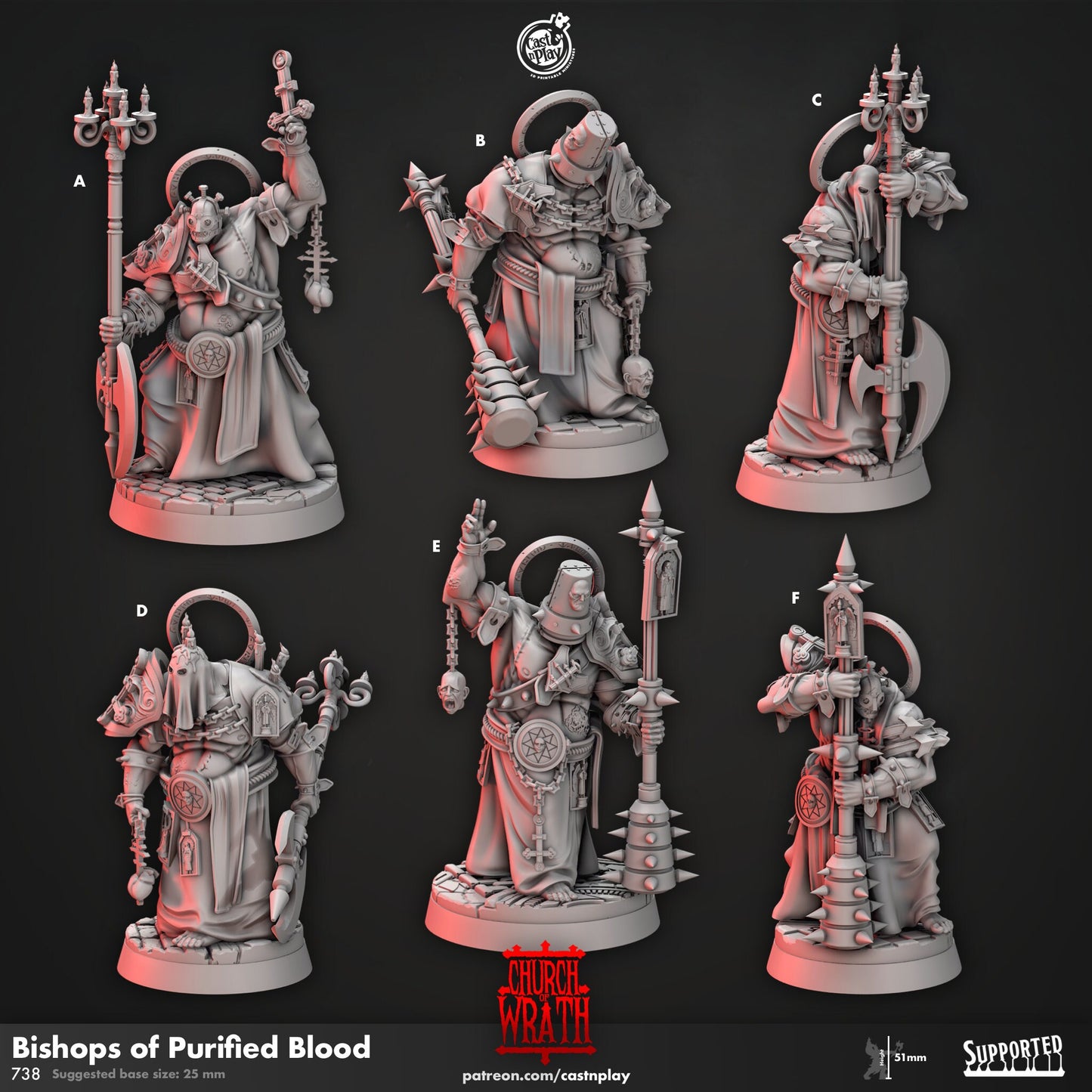 Bishops of the Purified Blood from "Church of Wrath" by Cast N Play Miniatures