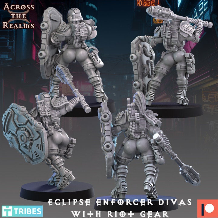 Enforcer Divas With Shields by Across the Realms Miniatures