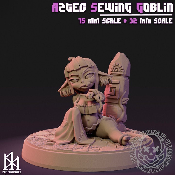 Aztec Sewing Goblin by Jigglystix Pinup Factory Miniatures