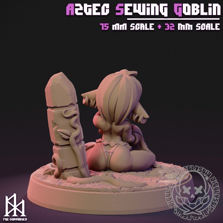 Aztec Sewing Goblin by Jigglystix Pinup Factory Miniatures