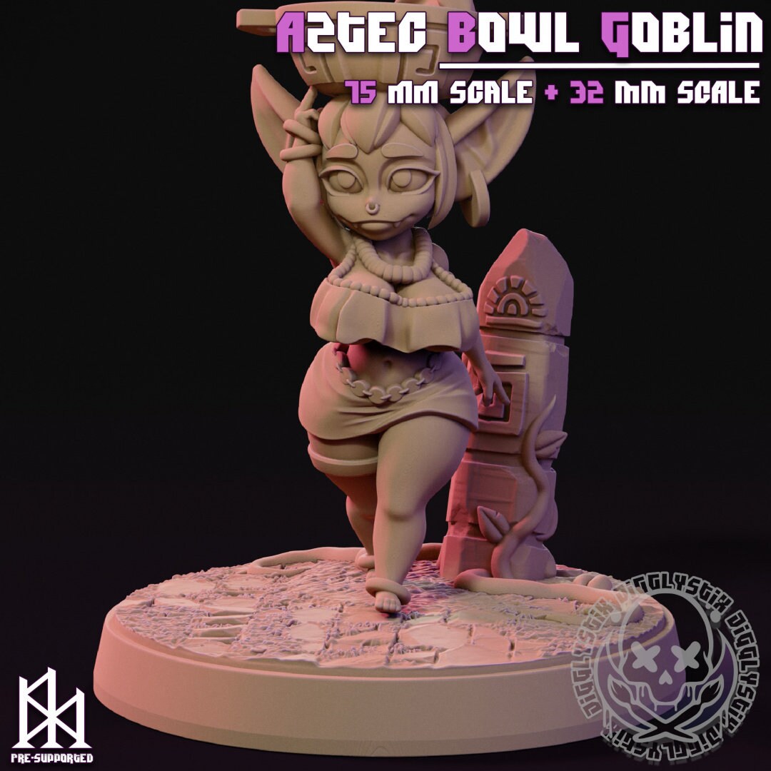 Aztec Bowl Goblin by Jigglystix Pinup Factory Miniatures