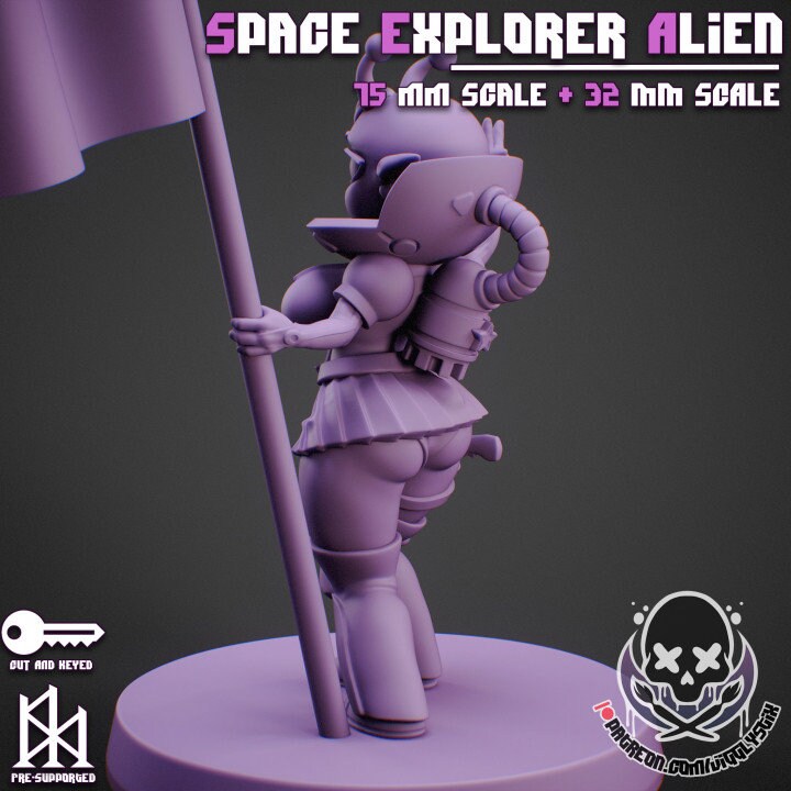 Retro Space Explorer Alien by Jigglystix Pinup Factory Miniatures