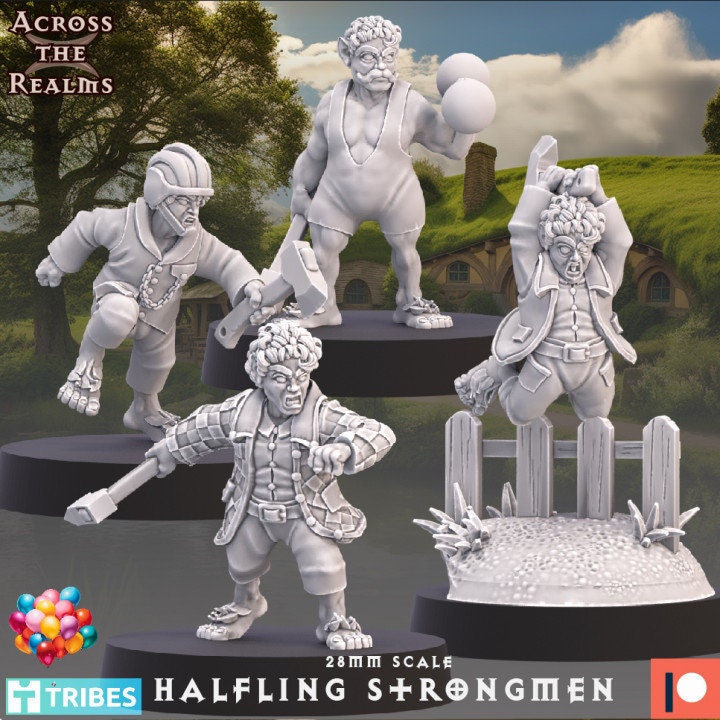 Halfling Strongmen by Across the Realms Miniatures