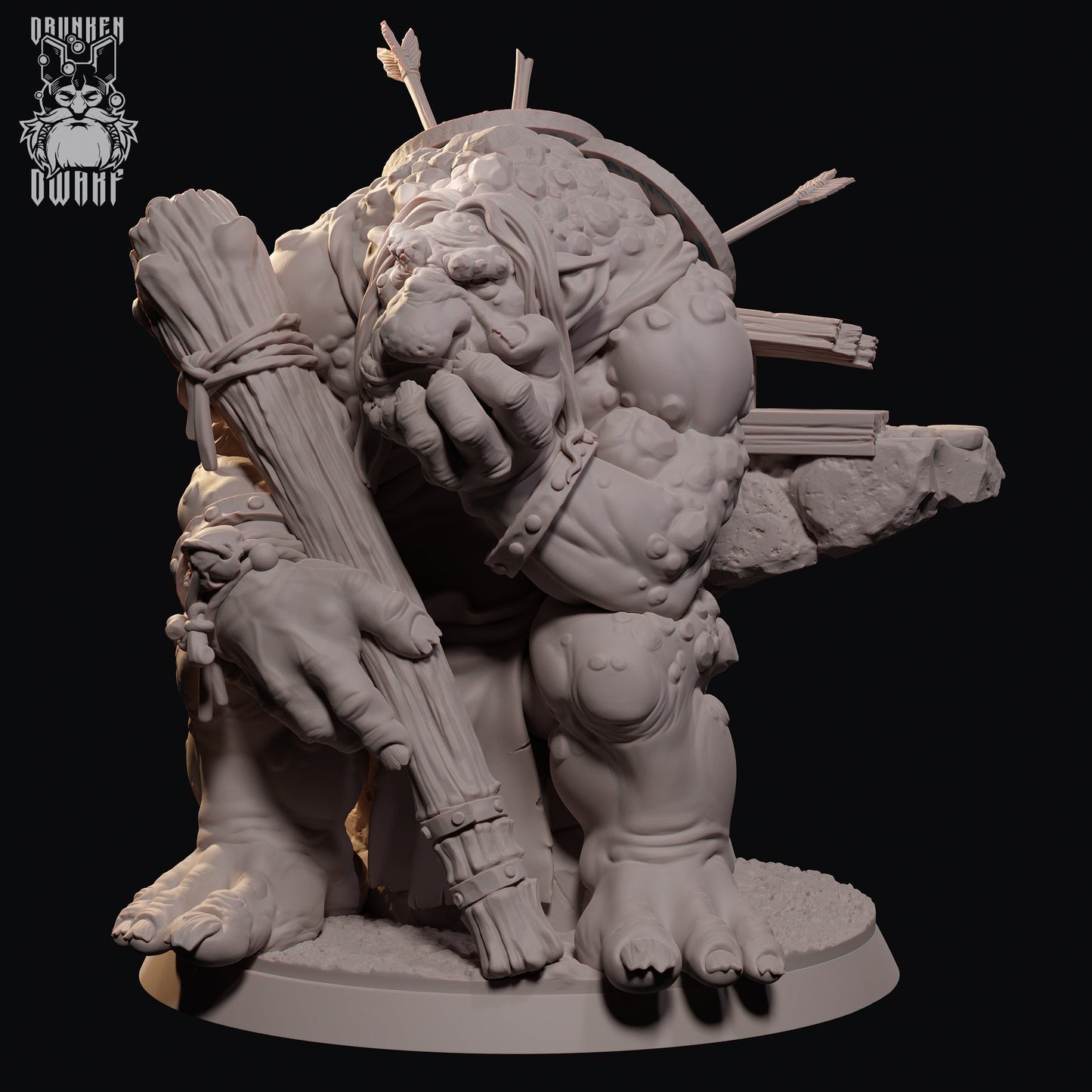 Troll and Druid by Drunken Dwarf Miniatures