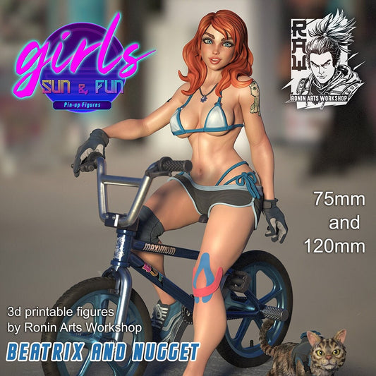 Beatrix and Nugget from "Girls, Sun and Fun" by Ronin Arts Workshop Miniatures