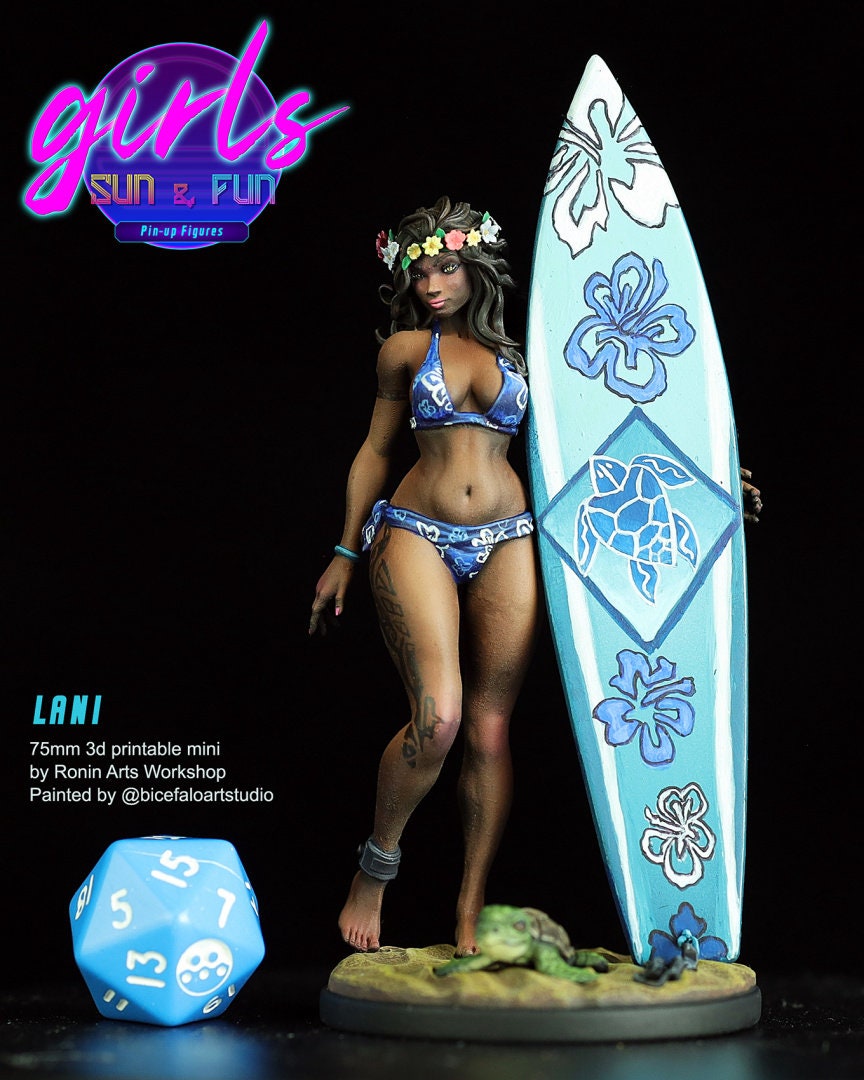 Surfer Lani from "Girls, Sun and Fun" by Ronin Arts Workshop Miniatures