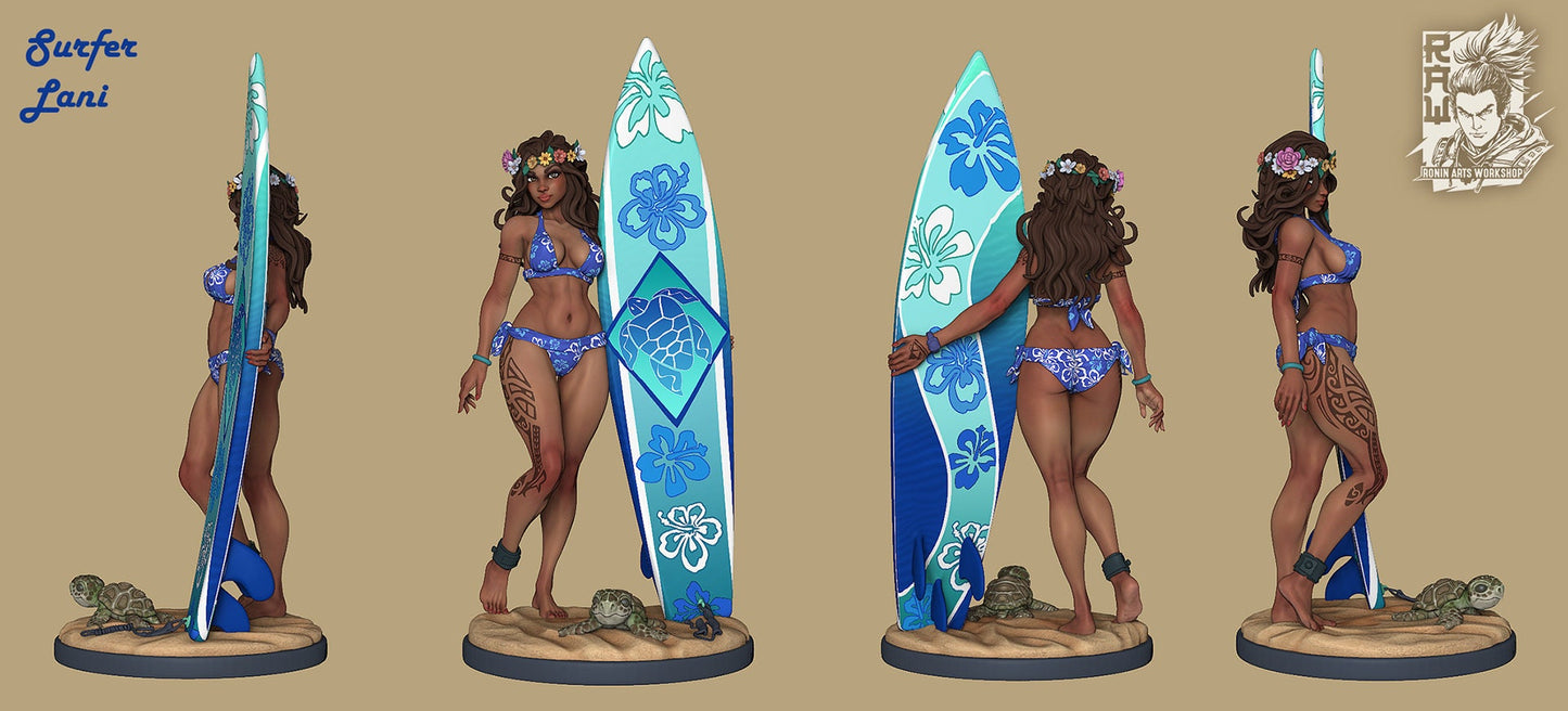 Surfer Lani from "Girls, Sun and Fun" by Ronin Arts Workshop Miniatures