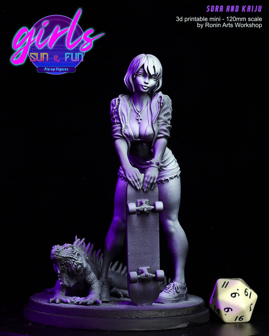 Skater Sora from "Girls, Sun and Fun" by Ronin Arts Workshop Miniatures