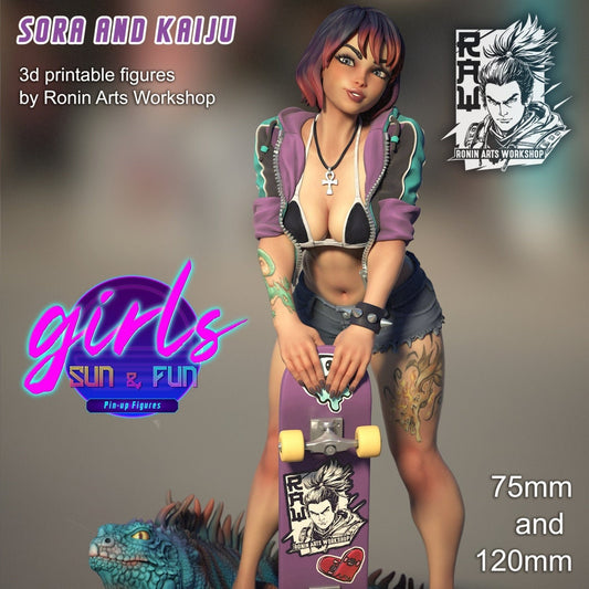 Skater Sora from "Girls, Sun and Fun" by Ronin Arts Workshop Miniatures